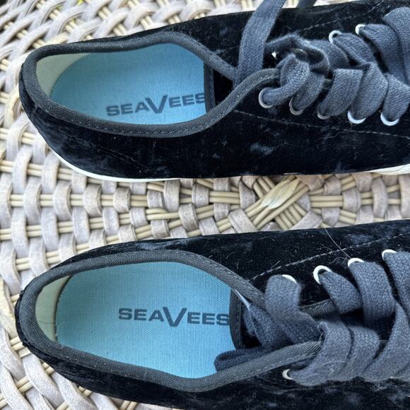Sea Vees Monterey Sneaker Crush US 7 Black Velvet Lace Up Low Round Toe - Picture 4 of 16